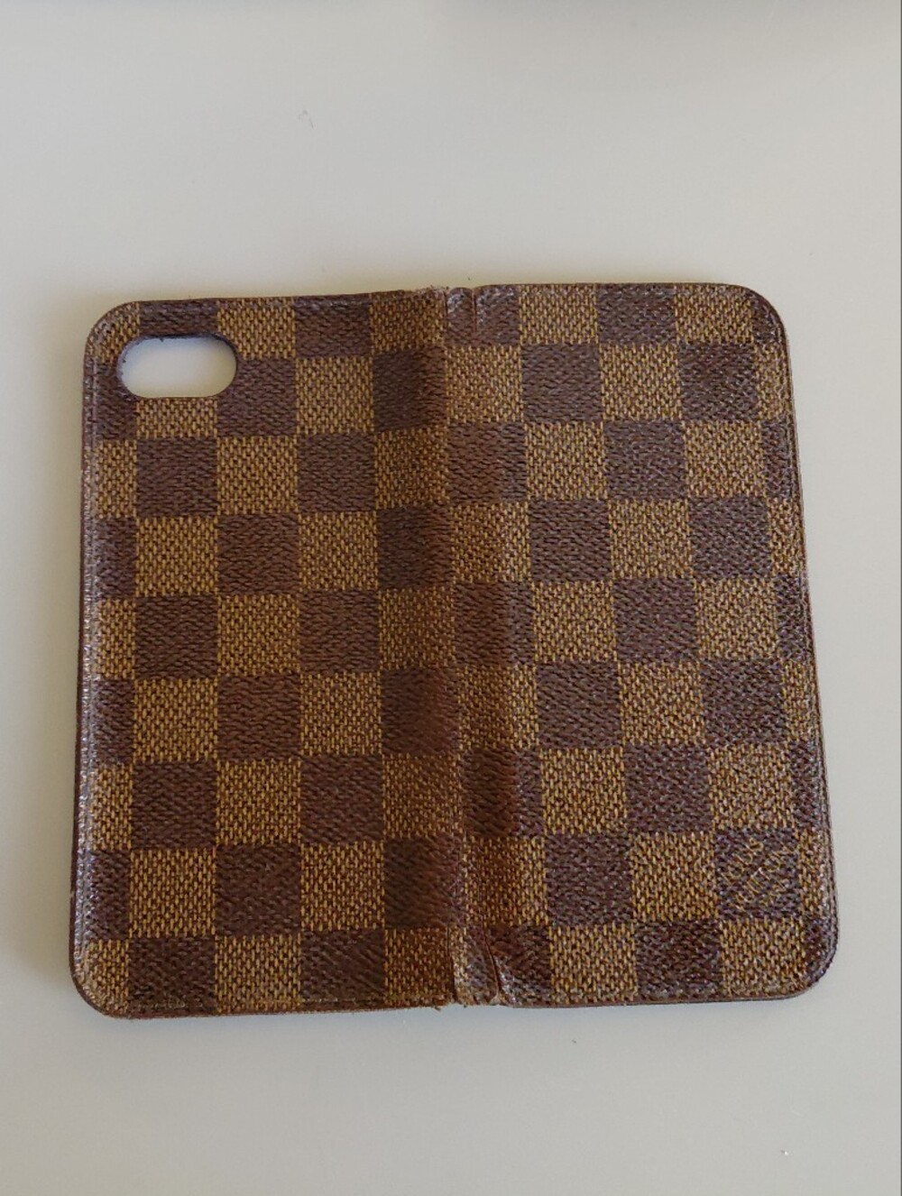 Brown Checkered Phone Case - Wallet Style